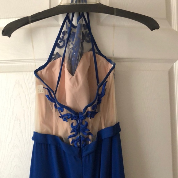 Royal Blue Halter Top Prom Dress - Picture 6 of 6
